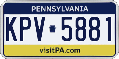 PA license plate KPV5881