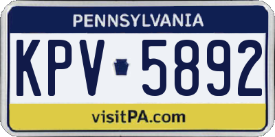 PA license plate KPV5892