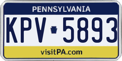 PA license plate KPV5893