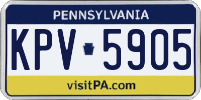 PA license plate KPV5905