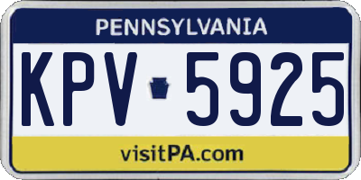 PA license plate KPV5925