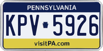 PA license plate KPV5926