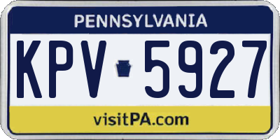PA license plate KPV5927