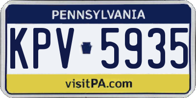 PA license plate KPV5935