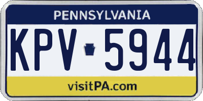 PA license plate KPV5944