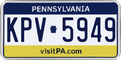 PA license plate KPV5949