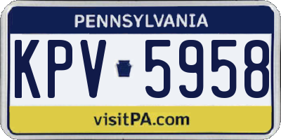 PA license plate KPV5958