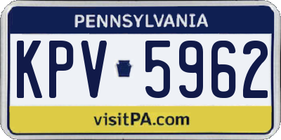 PA license plate KPV5962