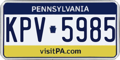 PA license plate KPV5985