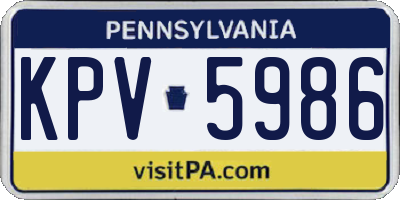 PA license plate KPV5986