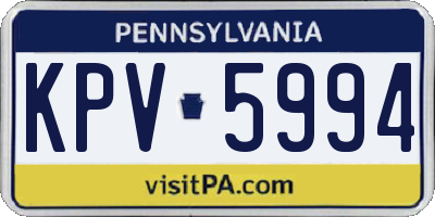 PA license plate KPV5994