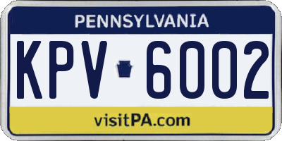 PA license plate KPV6002