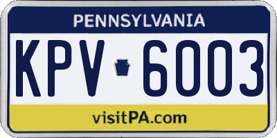PA license plate KPV6003