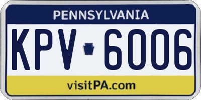 PA license plate KPV6006