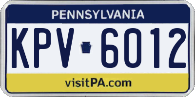 PA license plate KPV6012