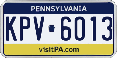 PA license plate KPV6013