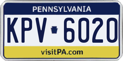 PA license plate KPV6020