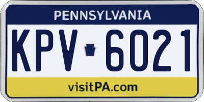 PA license plate KPV6021