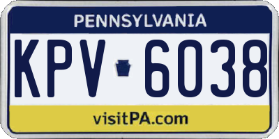 PA license plate KPV6038