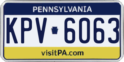 PA license plate KPV6063