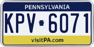PA license plate KPV6071