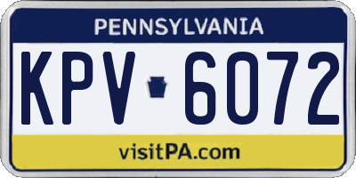 PA license plate KPV6072