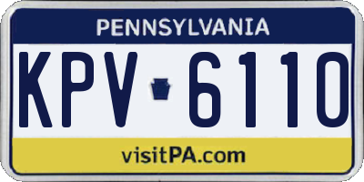 PA license plate KPV6110