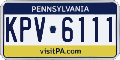 PA license plate KPV6111