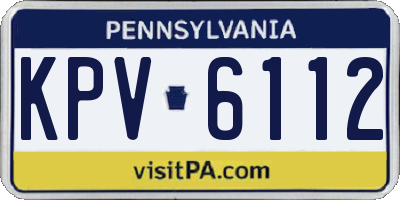 PA license plate KPV6112