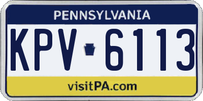 PA license plate KPV6113