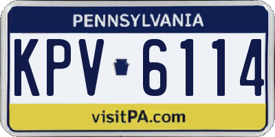 PA license plate KPV6114