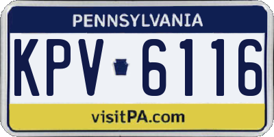 PA license plate KPV6116