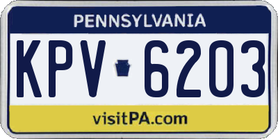PA license plate KPV6203