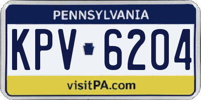 PA license plate KPV6204