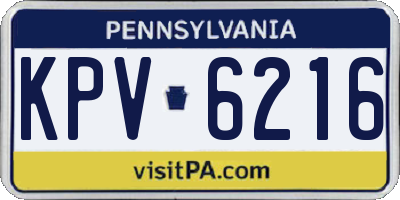 PA license plate KPV6216