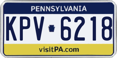 PA license plate KPV6218