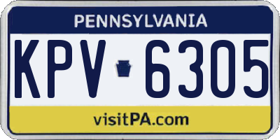 PA license plate KPV6305