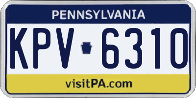 PA license plate KPV6310
