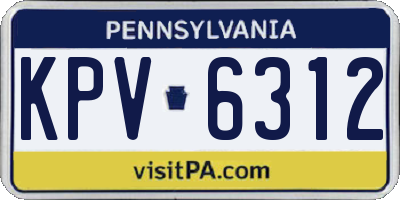 PA license plate KPV6312