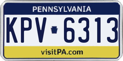 PA license plate KPV6313