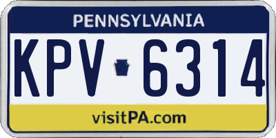 PA license plate KPV6314