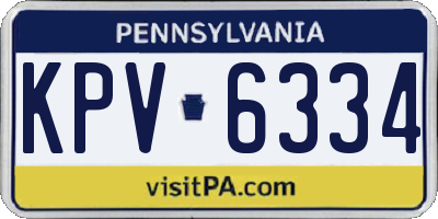 PA license plate KPV6334