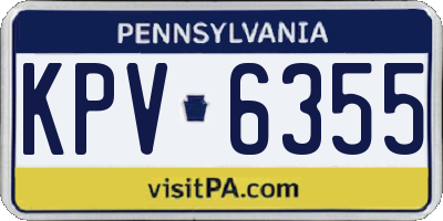 PA license plate KPV6355