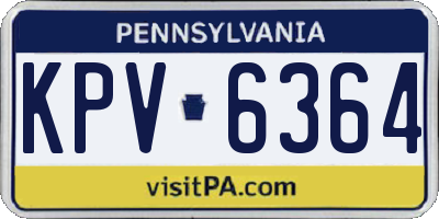 PA license plate KPV6364