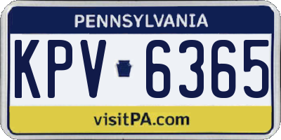 PA license plate KPV6365