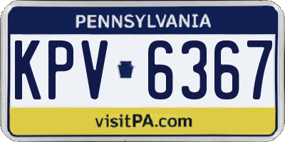PA license plate KPV6367