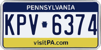 PA license plate KPV6374
