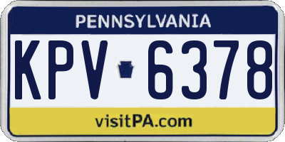 PA license plate KPV6378