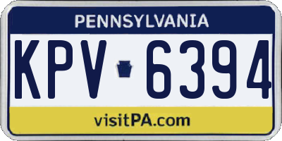 PA license plate KPV6394