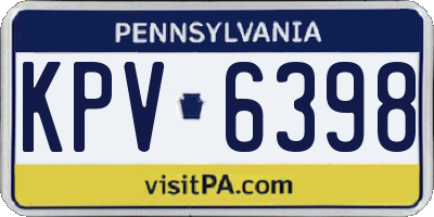 PA license plate KPV6398